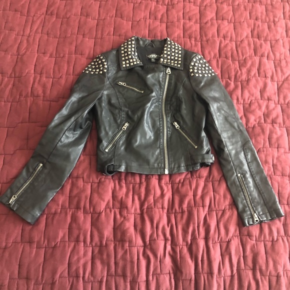 topshop studded leather jacket